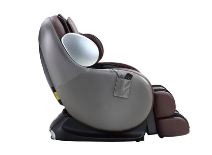 Pacari Synthetic Power 2D Massage Chair by HouseOfZazla, silver gray with brown leather accents on Tampa Home & Garden Store