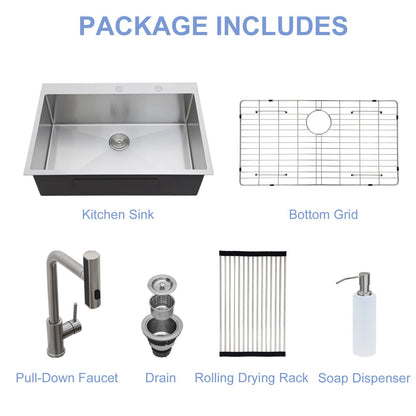 Drop In Kitchen Sink With Faucet And Dispenser