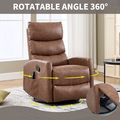 HouseOfZazla Heat Massage Recliner with Rocker and Swivel, remote, brown 360° swivel base Store on Tampa Home & Garden Store