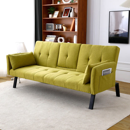 Green Foldable Sofa Bed with a Cup Holder