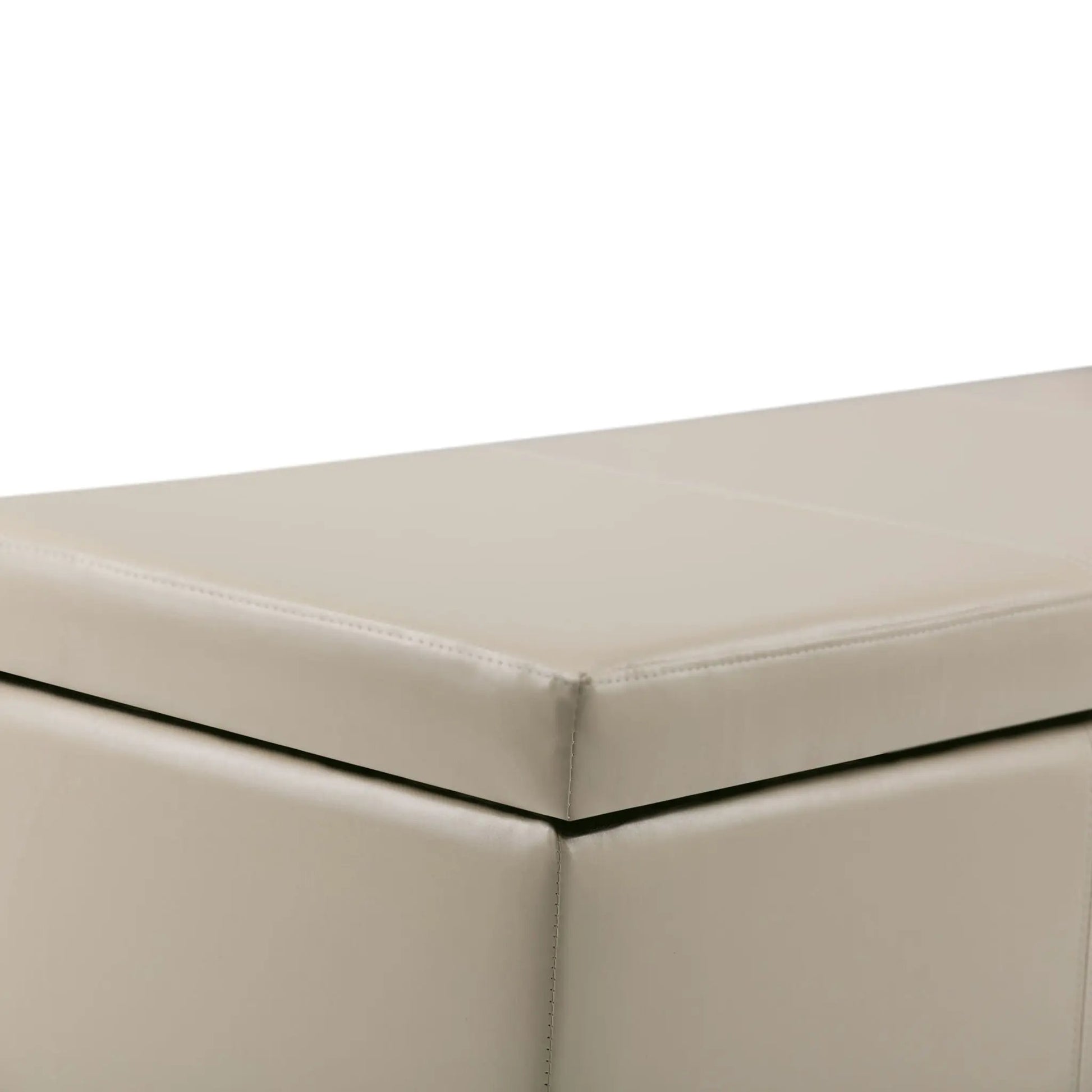 Avalon storage ottoman bench beige leather with stitched edges by Unique Piece Furniture on Tampa Home & Garden Store