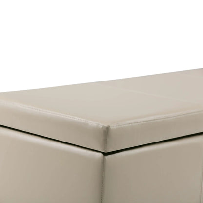 Avalon storage ottoman bench beige leather with stitched edges by Unique Piece Furniture on Tampa Home & Garden Store