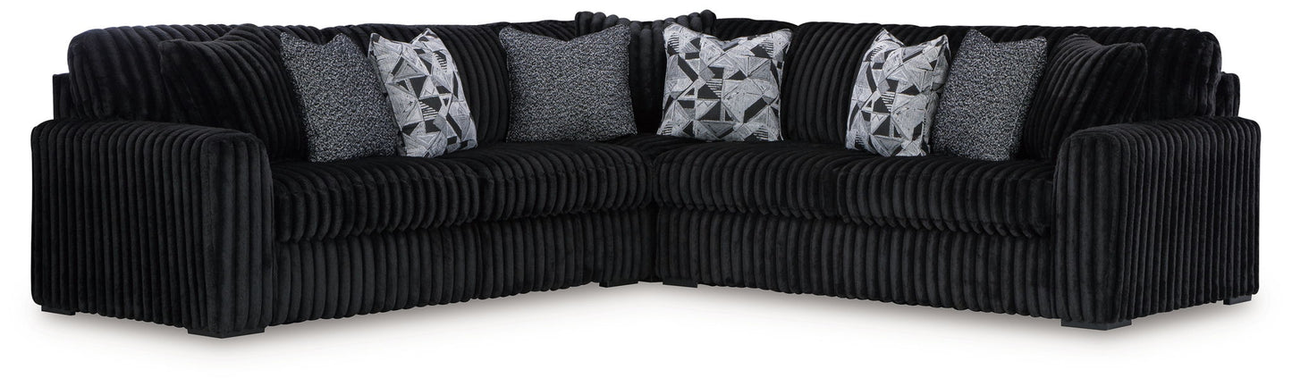 Midnight-Madness Sectional, black corduroy 4-piece living set by Unique Piece Furniture on Tampa Home & Garden Store