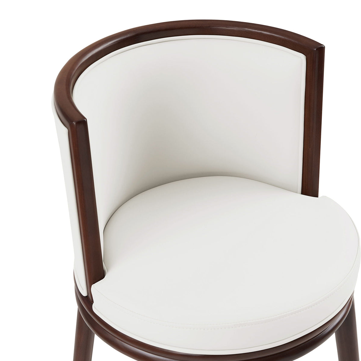 Evalyn counter stool by HouseOfZazla, dark brown wood frame with white upholstered seat on Tampa Home & Garden Store