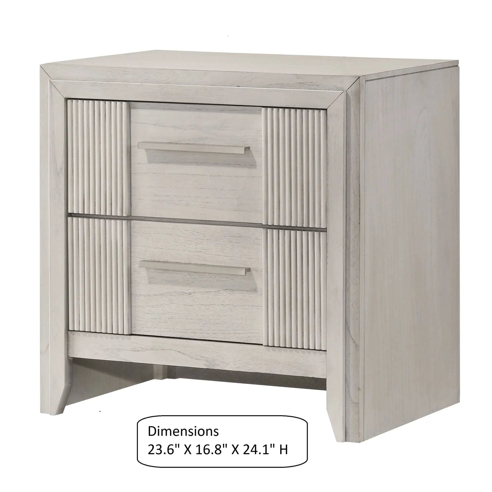 2-Drawer Nightstand with Bar Handle in antique white; features ribbed fluted drawer fronts on Tampa Home & Garden Store