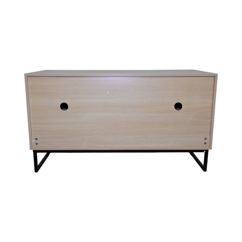 Modern wooden cat house with two round entry holes on metal legs HouseOfZazla pet bed on Tampa Home & Garden Store