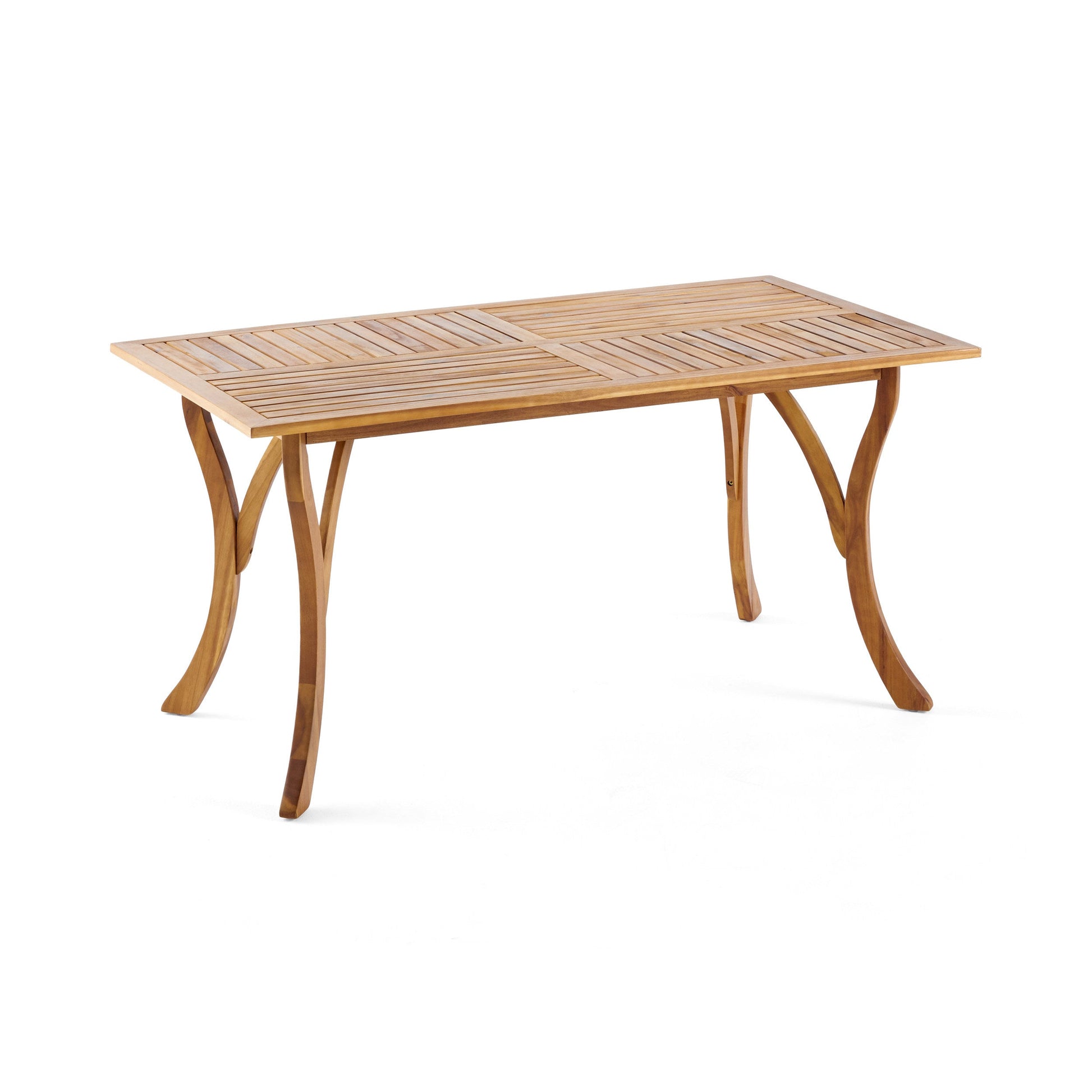 Outdoor rustic acacia wood dining table in natural finish on Tampa Home & Garden Store