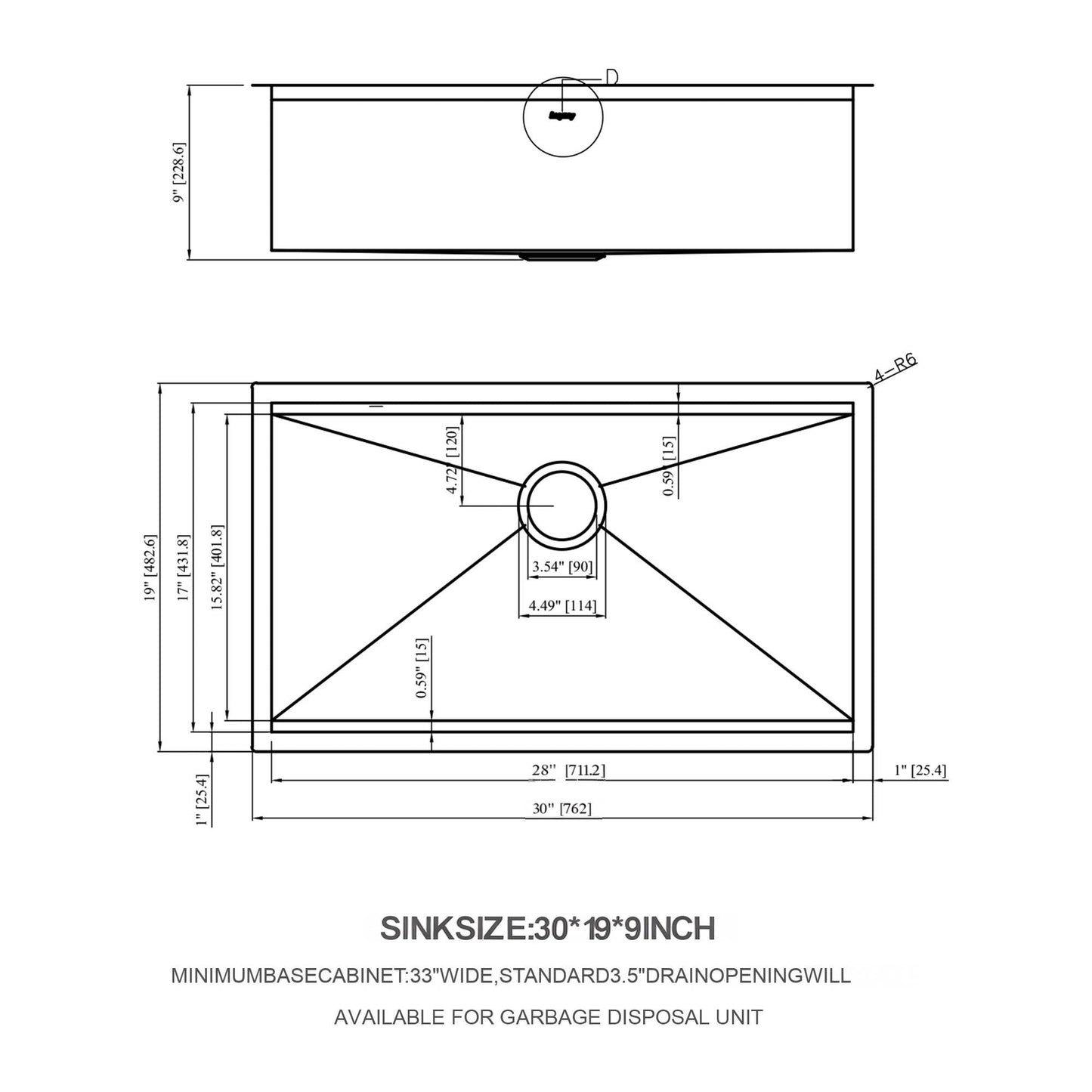 30 Inch Undermount and Ledge Stainless Steel Sink