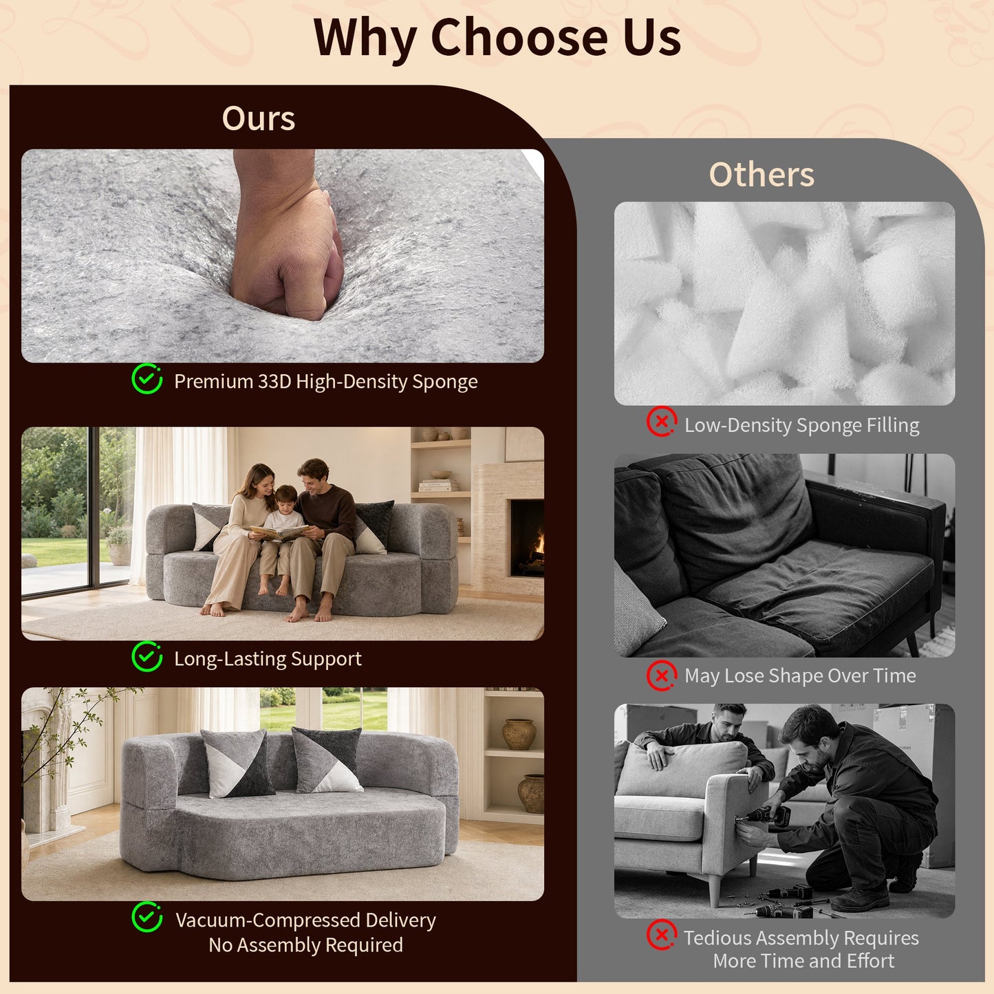 Convertible Eggshell Sofa Bed for Small Spaces
