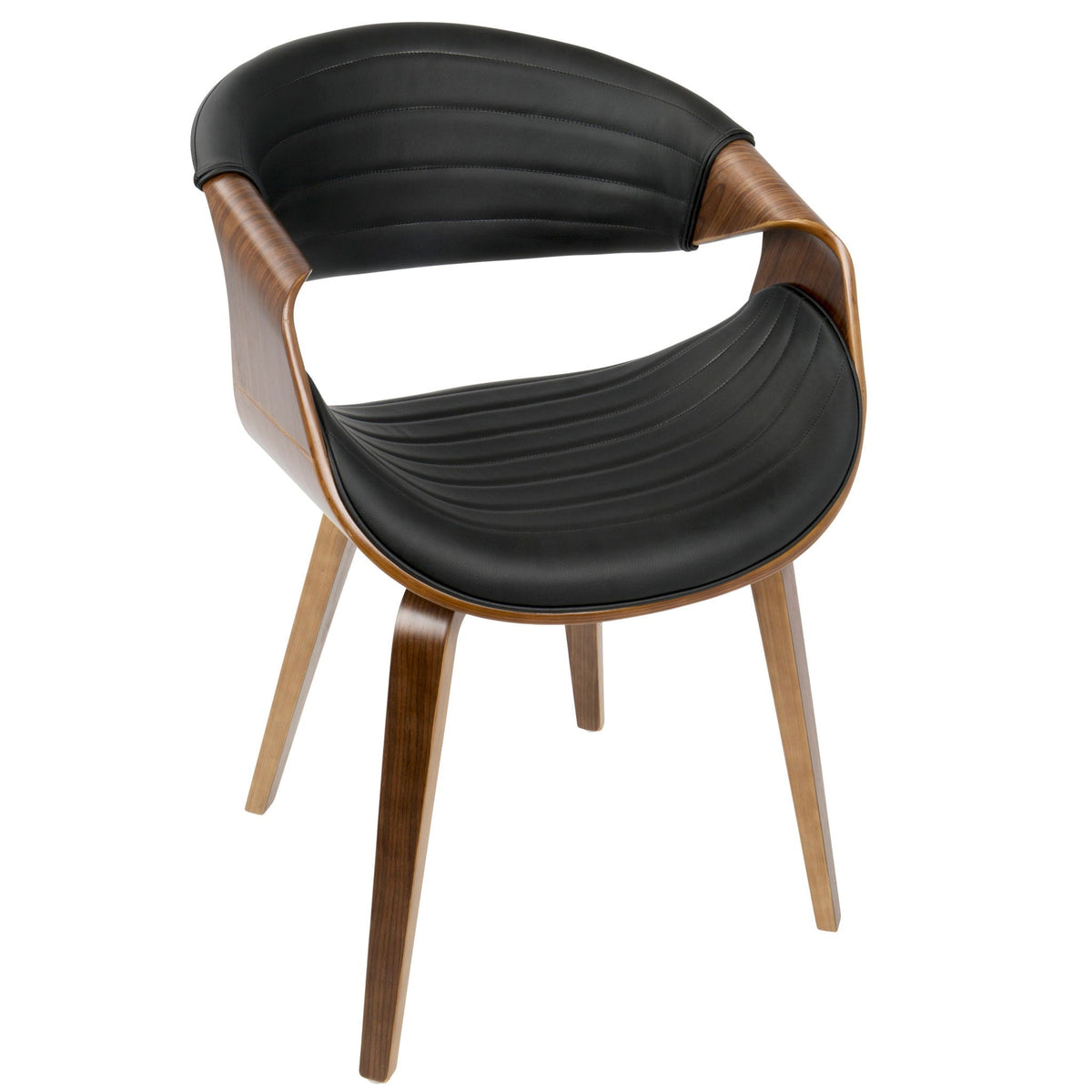 Mid-Century Modern dining chair with curved bentwood legs and black faux-leather upholstery on Tampa Home & Garden Store