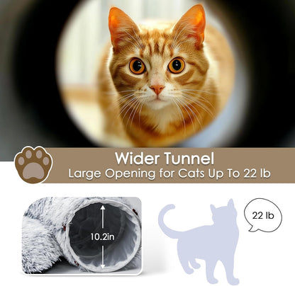 Cat tunnel bed with wide opening, grey tube and washable play mat for indoor cats up to 22 lb on Tampa Home & Garden Store