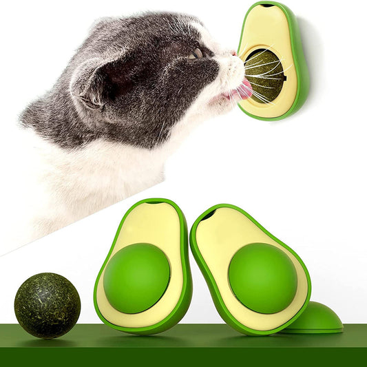Avocado catnip toy set; 2 avocados and 1 mint ball with green shells on Tampa Home & Garden Store