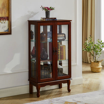 Curio cabinet by Unique Piece Furniture with 3-tier glass doors and mirrored back on Tampa Home & Garden Store