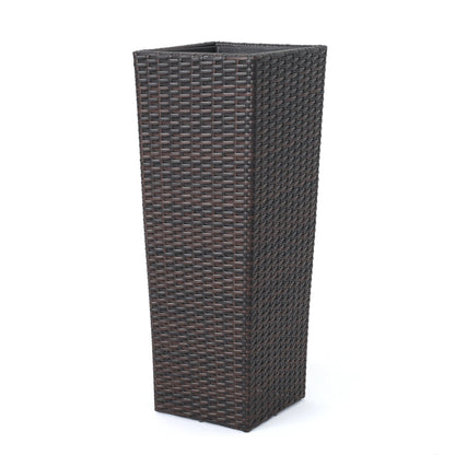 Rattan flower pot brown planter by HouseOfZazla with woven texture on Tampa Home & Garden Store