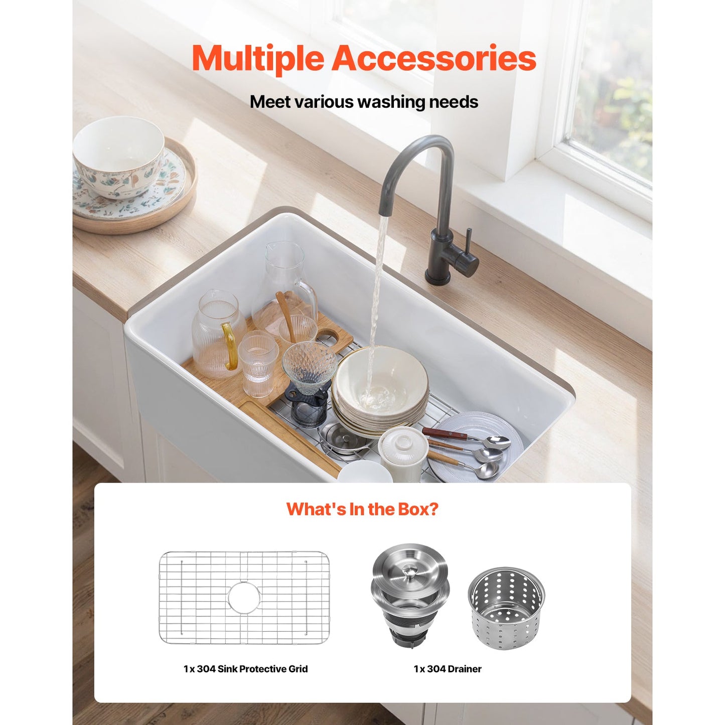 Single Bowl Undermount Kitchen Fireclay Sink