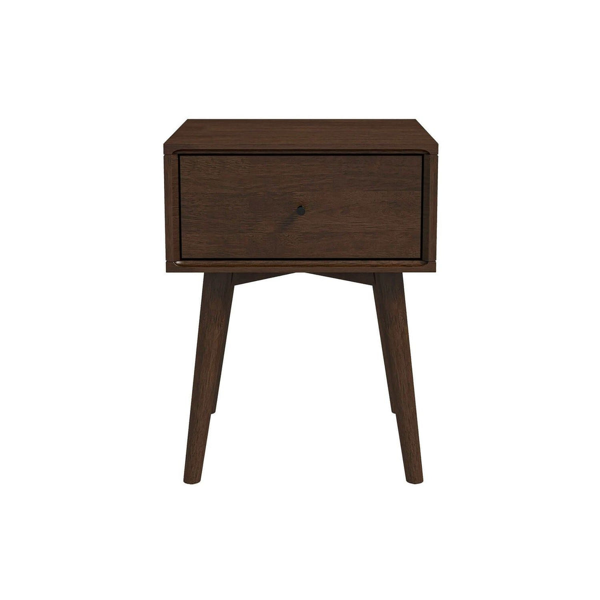 Modern design nightstand solid wood, dark brown finish, single drawer, angled legs on Tampa Home & Garden Store
