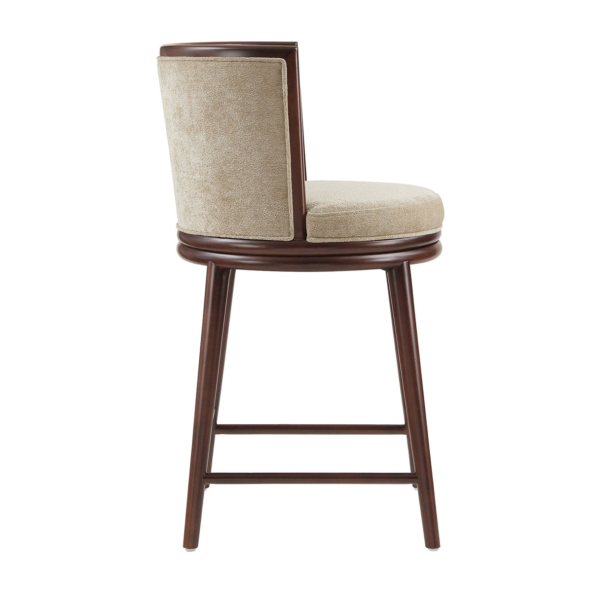 Evalyn Counter Stool beige boucle upholstery with dark wood frame, counter height HouseOfZazla on Tampa Home & Garden Store