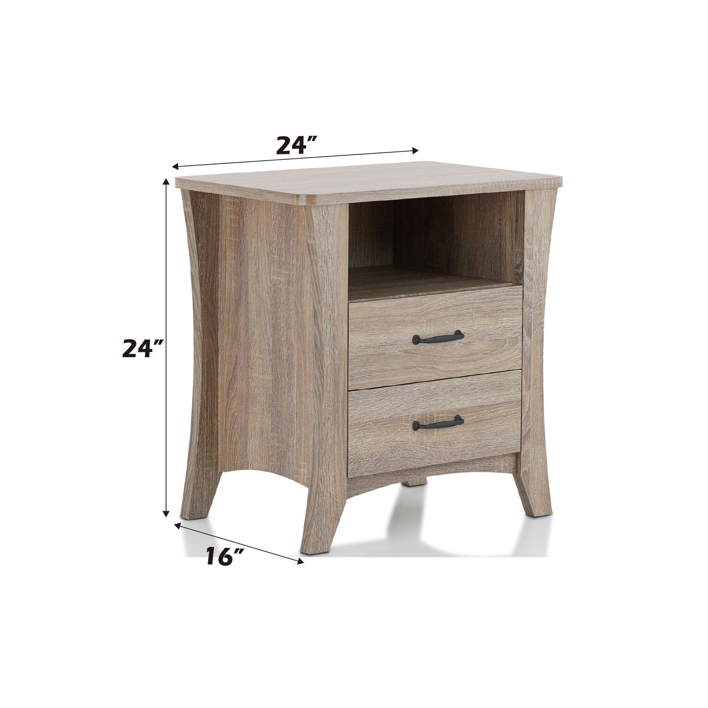 Colt Accent Table light oak finish with 2 drawers and open shelf; 24in tall, 16in deep on Tampa Home & Garden Store
