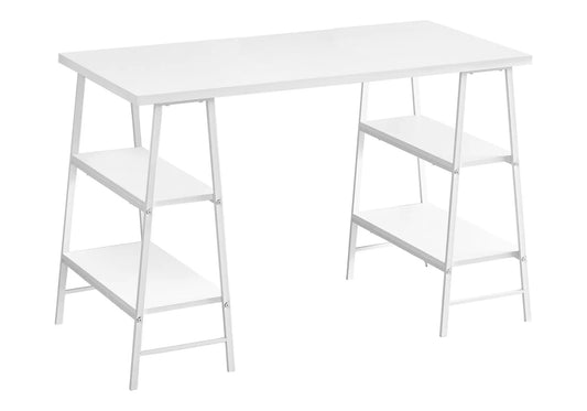 Computer desk with ladder-style storage shelves on both sides, white finish on Tampa Home & Garden Store