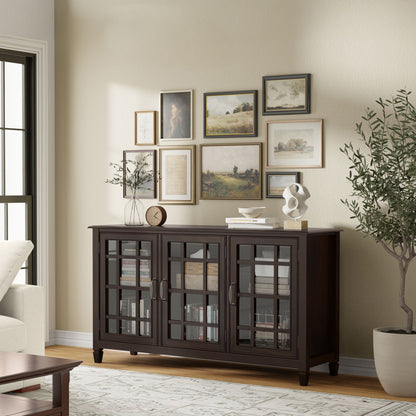 Traditional Buffet Cabinet with Adjustable Glass Shelves in dark brown finish by HouseOfZazla on Tampa Home & Garden Store