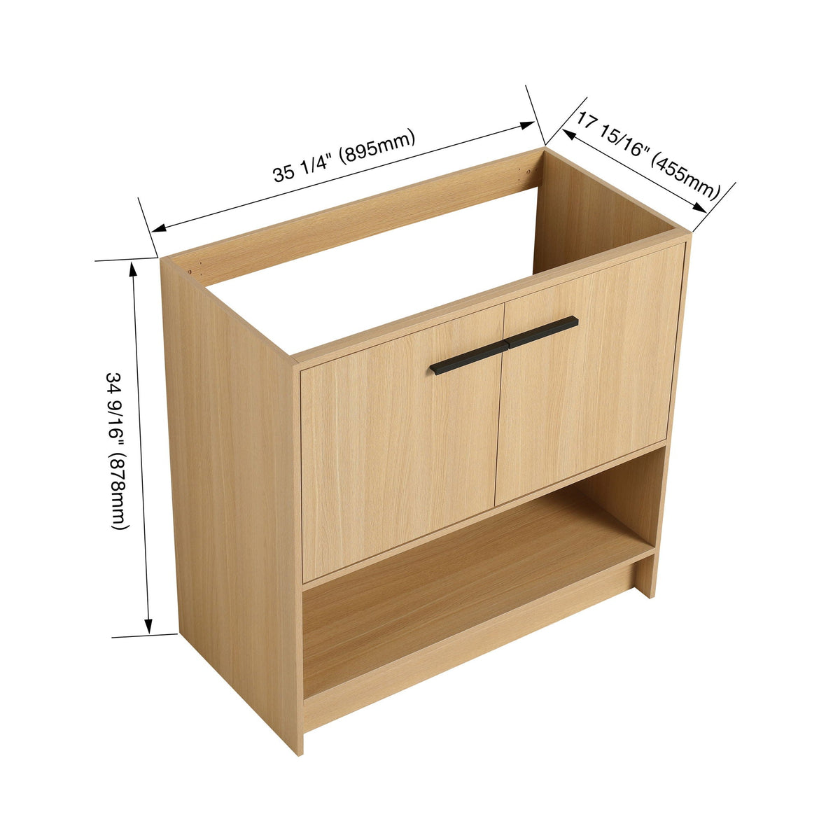 Modern freestanding bathroom vanity with 2 doors in light brown wood by HouseOfZazla on Tampa Home & Garden Store