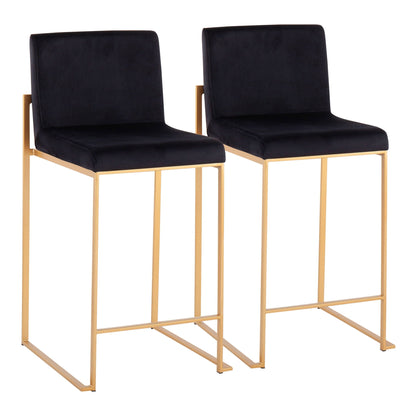 Contemporary high-back counter stools, set of 2, black upholstery, gold frame HouseOfZazla on Tampa Home & Garden Store