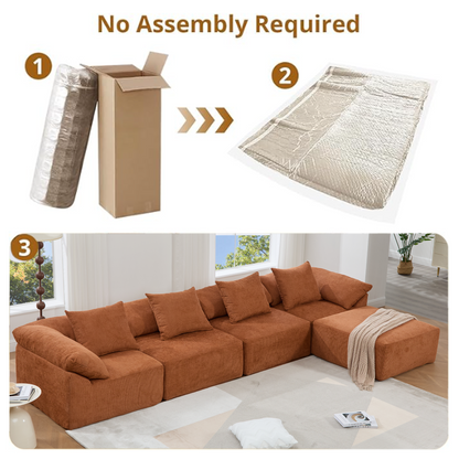 142-inch L-shaped modular sectional sofa in rust brown fabric by HouseOfZazla on Tampa Home & Garden Store