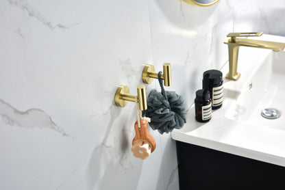 HouseOfZazla 6-piece bathroom hardware set in brushed gold, wall-mounted hooks on Tampa Home & Garden Store