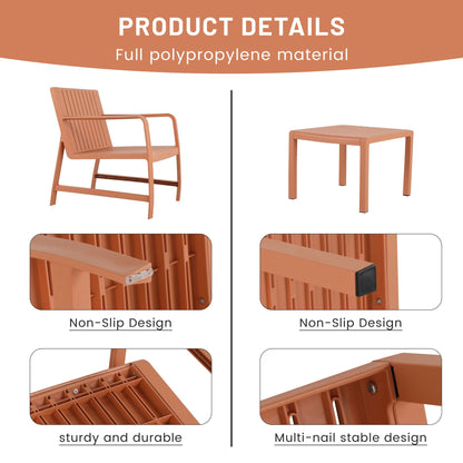 Waterproof 2-Piece Outdoor Patio Set orange; chair and square table in polypropylene by HouseOfZazla on Tampa Home & Garden Store