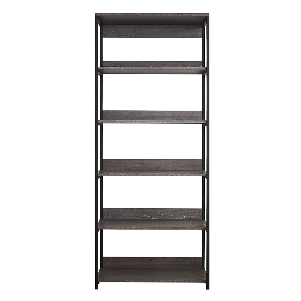 Gray modular wardrobe with 5 shelves dark wood planks and black metal frame on Tampa Home & Garden Store