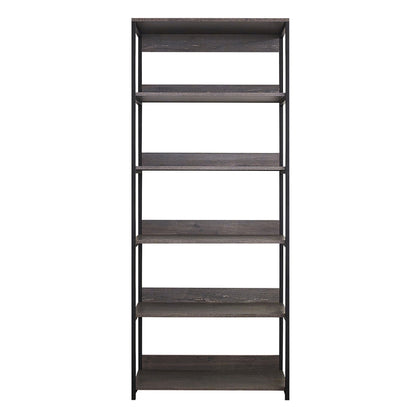 Gray modular wardrobe with 5 shelves dark wood planks and black metal frame on Tampa Home & Garden Store