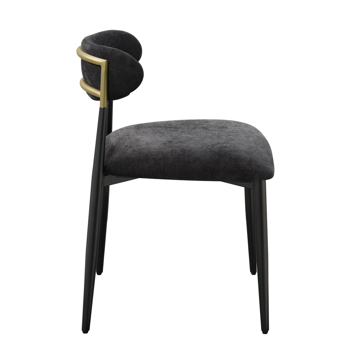 HouseOfZazla side chair set with metal frame, black fabric, padded arms, gold accents on Tampa Home & Garden Store