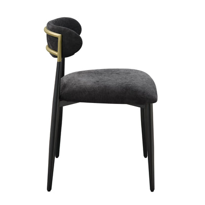 HouseOfZazla side chair set with metal frame, black fabric, padded arms, gold accents on Tampa Home & Garden Store