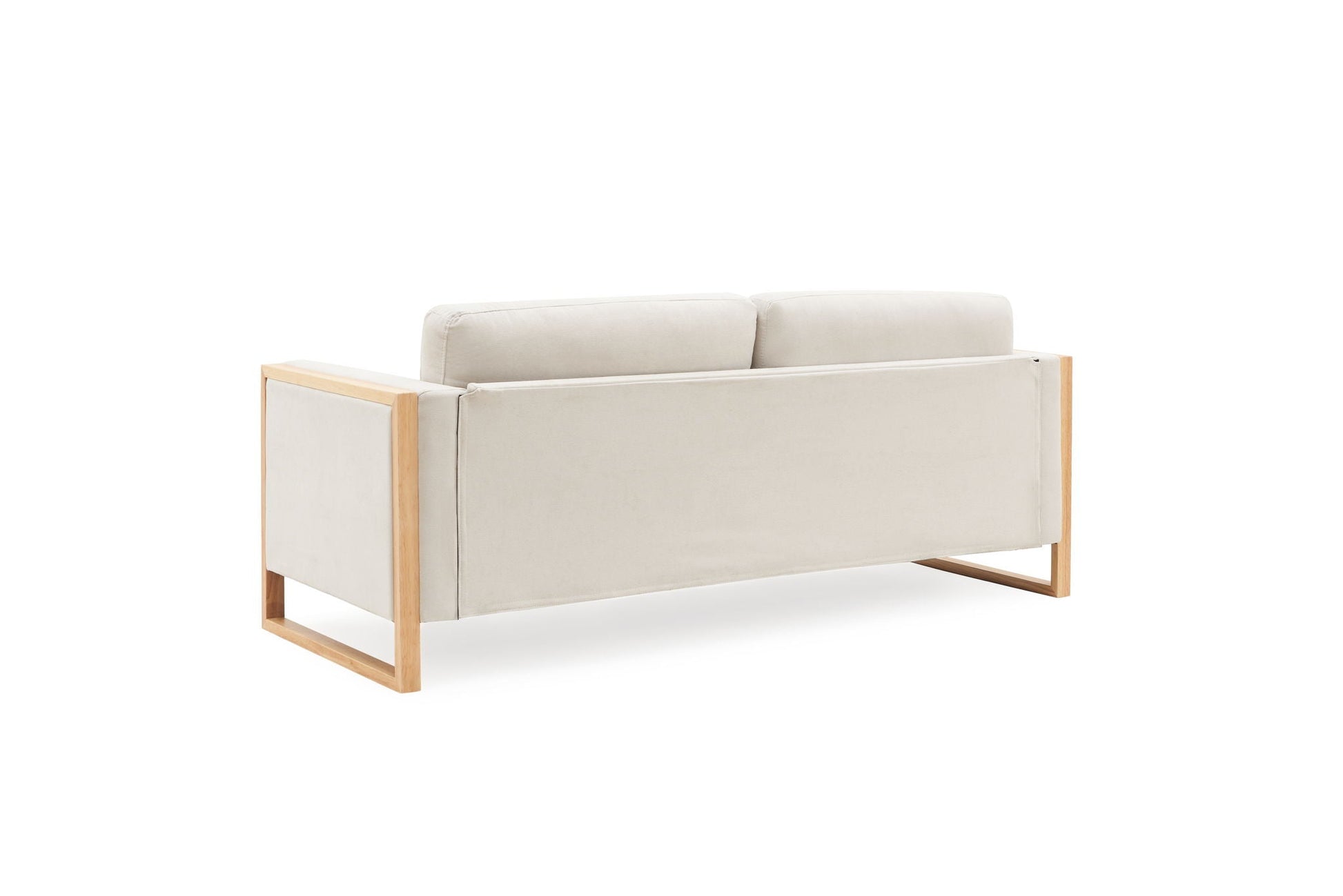 Modern 3-Seater Sofa with solid wood legs in beige fabric by HouseOfZazla stationary sofa on Tampa Home & Garden Store