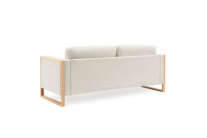Modern 3-Seater Sofa with solid wood legs in beige fabric by HouseOfZazla stationary sofa on Tampa Home & Garden Store