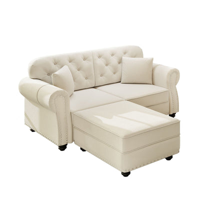 Upholstered Sofa Set with Nailhead and Pillows