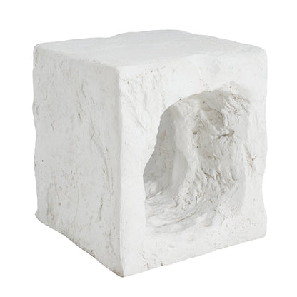 Lyra Outdoor Patio MGO Side Table white karst cave-inspired stone block with hollow arch base on Tampa Home & Garden Store