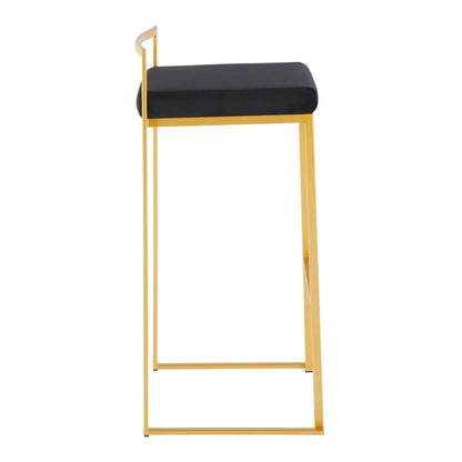 Barstool Fuji Contemporary Glam with black cushion and gold frame by Unique Piece Furniture on Tampa Home & Garden Store