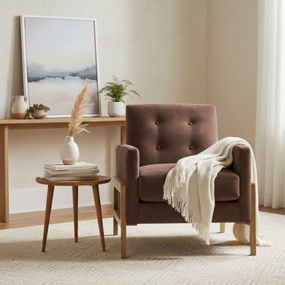 Tufted Back Accent Chair in commercial-grade dark brown upholstery with wood legs on Tampa Home & Garden Store