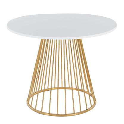 Canary Cosmo round dining table with white top and gold metal base by HouseOfZazla on Tampa Home & Garden Store