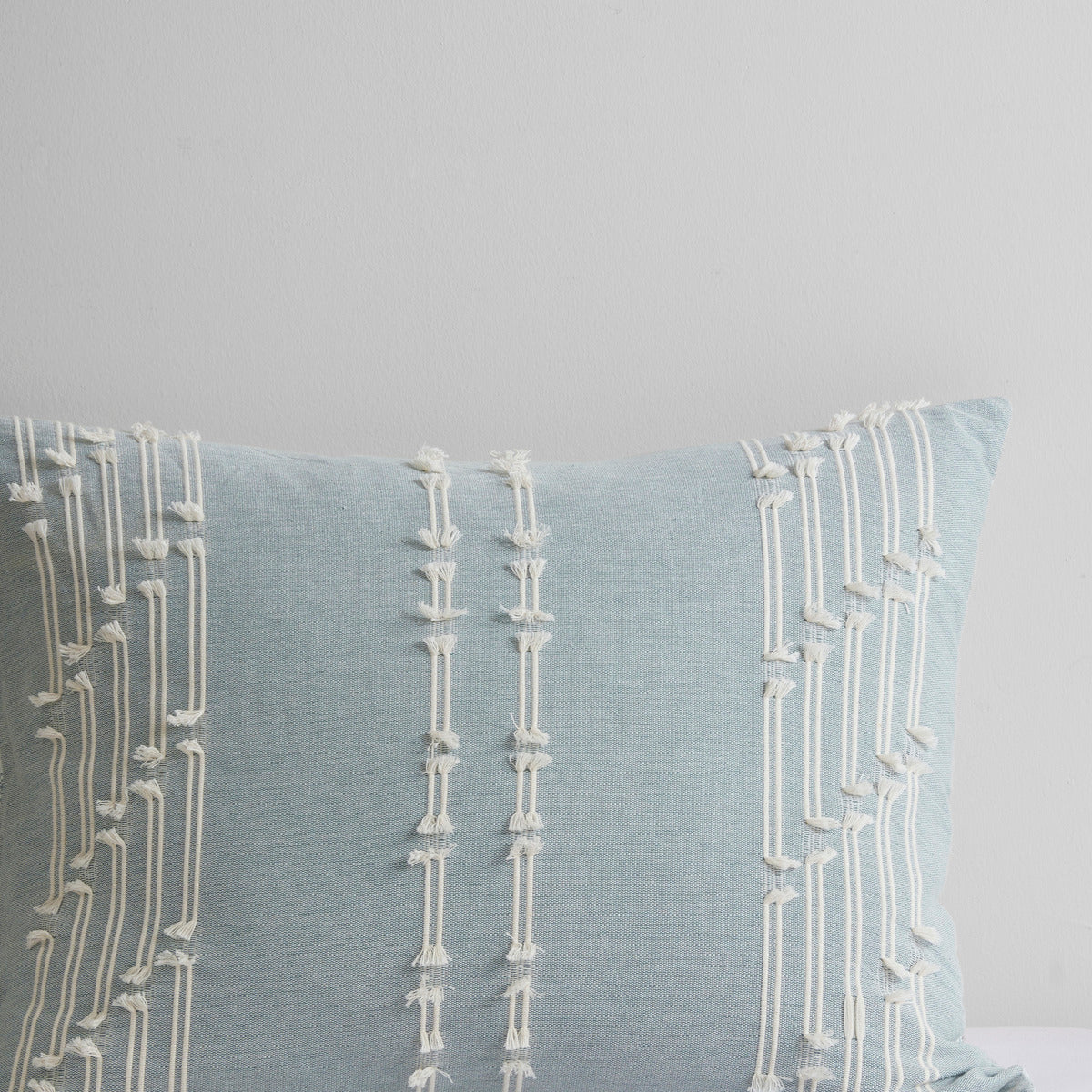 Cotton Jacquard Reversible Aqua and Ivory Set