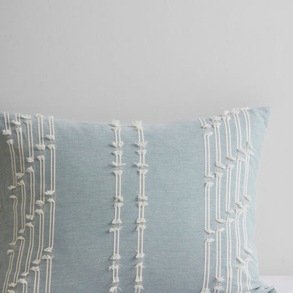 Cotton Jacquard Reversible Aqua and Ivory Set