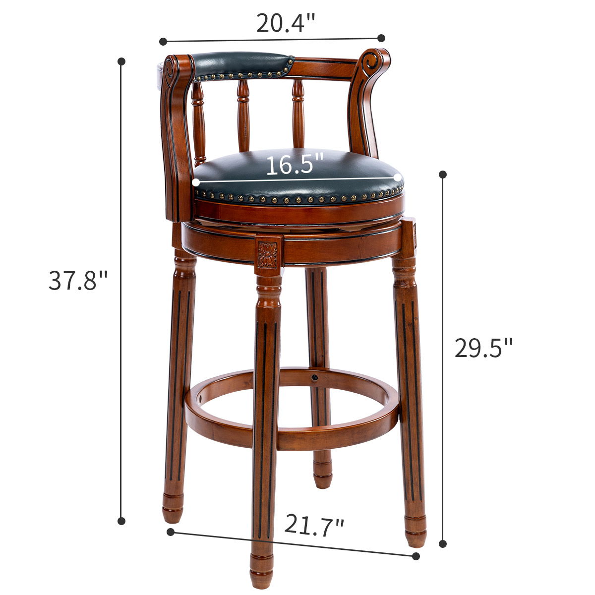 Wooden Bar Stool With a Cow Hide Swivel Seat Back