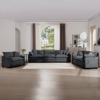 3 Piece Living Room Set by HouseOfZazla: charcoal gray oversized sectional with deep seats on Tampa Home & Garden Store