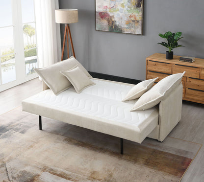 Elisea Beige Sleeper Sectional Sofa with 2 Toss Pillows by HouseOfZazla on Tampa Home & Garden Store