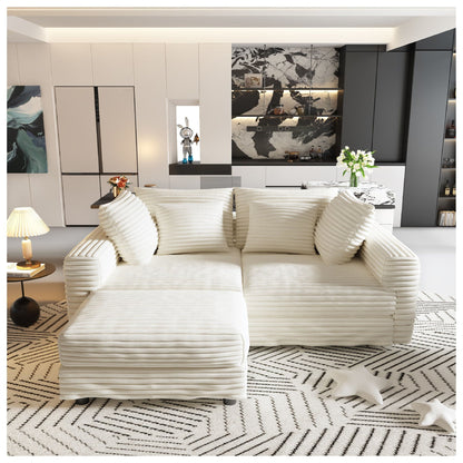Deep Seat Sofa Bed With Ottoman and Soft Pillows
