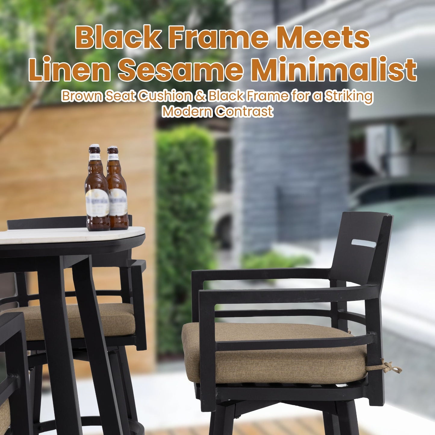 Outdoor Patio Bar Set And Sintered Stone Table