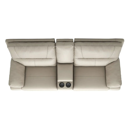 Malibu Modern Power Motion 3 Piece Reclining Loveseat Sofa with Cup Holders in Cream Taupe Beige on Tampa Home & Garden Store