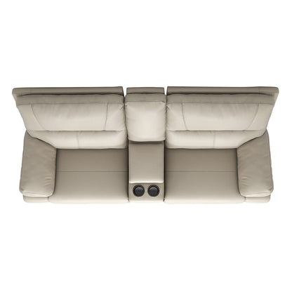 Malibu modern power motion 3-piece reclining loveseat with cup holders in cream taupe beige on Tampa Home & Garden Store