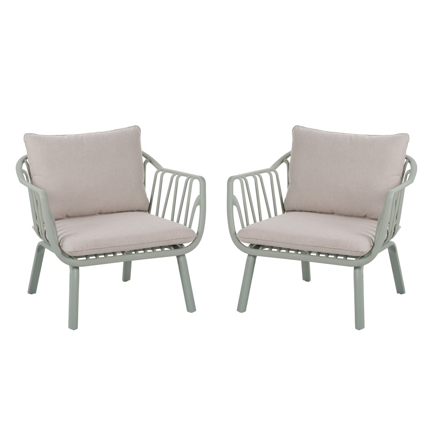 Huron Outdoor Club Chair set of 2 from HouseOfZazla with taupe cushions and gray frames on Tampa Home & Garden Store